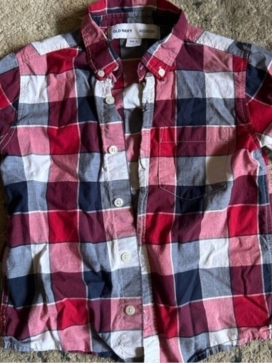 Old Navy Other - Old Navy Red, Navy & White Plaid Button-Down Shirt